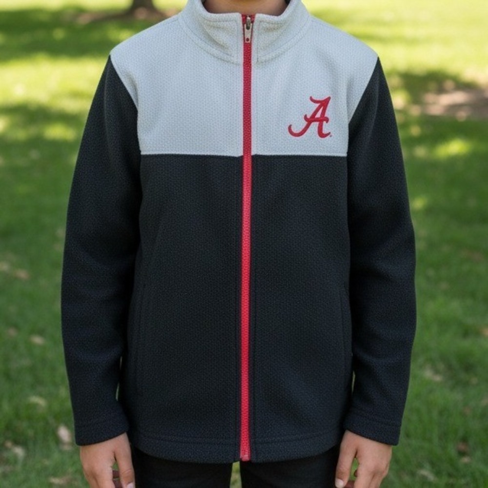 Kids Crimson and Gray‎ Fleece Zip Up Jacket Alabama Crimson Tide "A" Logo Size S
